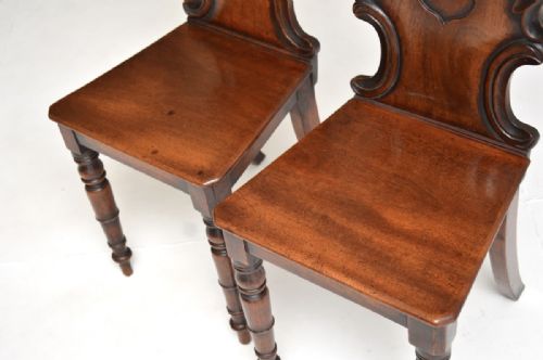 PAIR OF ANTIQUE WILLIAM IV MAHOGANY HALL CHAIRS - ADDITIONAL PHOTO 6