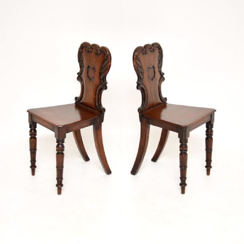 PAIR OF ANTIQUE WILLIAM IV MAHOGANY HALL CHAIRS - ADDITIONAL PHOTO 7