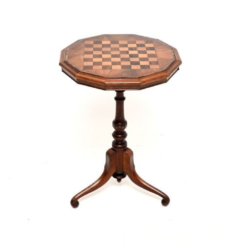 ANTIQUE VICTORIAN INLAID WALNUT CHESS TABLE - ADDITIONAL PHOTO 2