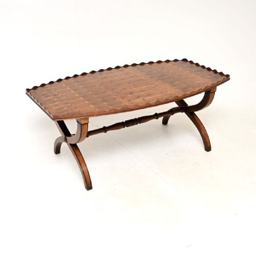 Antique Yew Wood Oyster Veneer Coffee Table

