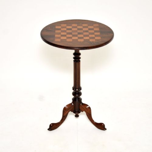 ANTIQUE VICTORIAN INLAID ROSEWOOD CHESS TABLE - ADDITIONAL PHOTO 1