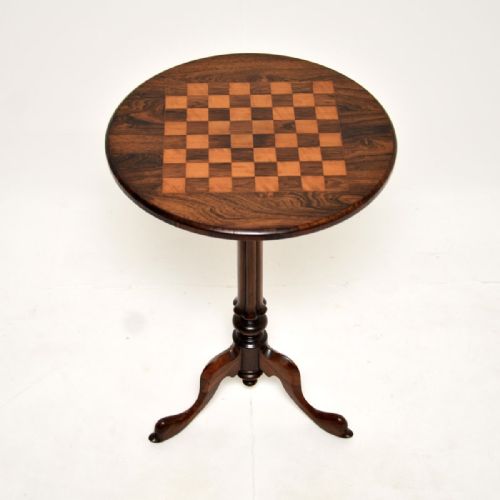 ANTIQUE VICTORIAN INLAID ROSEWOOD CHESS TABLE - ADDITIONAL PHOTO 2