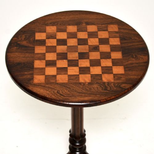 ANTIQUE VICTORIAN INLAID ROSEWOOD CHESS TABLE - ADDITIONAL PHOTO 3