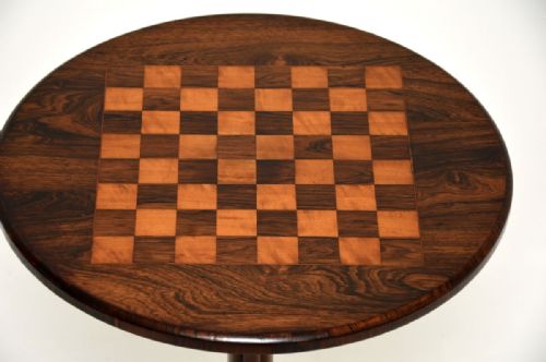 ANTIQUE VICTORIAN INLAID ROSEWOOD CHESS TABLE - ADDITIONAL PHOTO 5