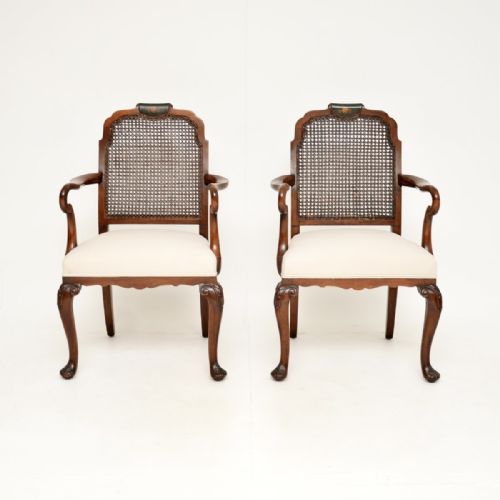 PAIR OF ANTIQUE EDWARDIAN LACQUERED WALNUT AND CANE ARMCHAIRS - ADDITIONAL PHOTO 1