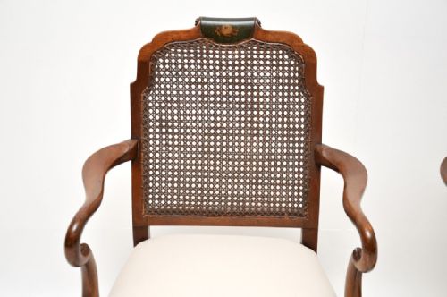 PAIR OF ANTIQUE EDWARDIAN LACQUERED WALNUT AND CANE ARMCHAIRS - ADDITIONAL PHOTO 2
