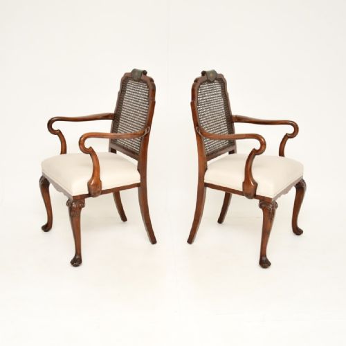 PAIR OF ANTIQUE EDWARDIAN LACQUERED WALNUT AND CANE ARMCHAIRS - ADDITIONAL PHOTO 3