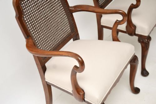 PAIR OF ANTIQUE EDWARDIAN LACQUERED WALNUT AND CANE ARMCHAIRS - ADDITIONAL PHOTO 7