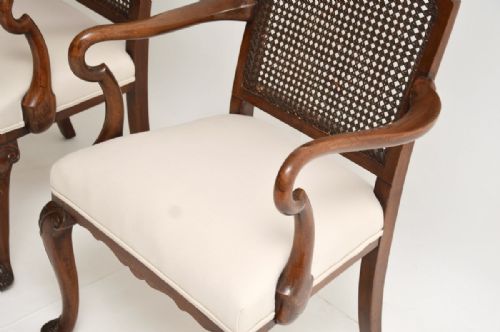 PAIR OF ANTIQUE EDWARDIAN LACQUERED WALNUT AND CANE ARMCHAIRS - ADDITIONAL PHOTO 8