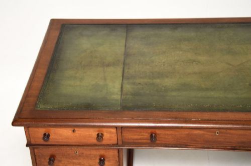 fig 1. Antique Victorian Walnut Leather Top Pedestal Desk