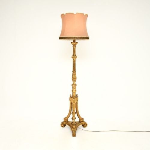 ANTIQUE VICTORIAN GILT WOOD FLOOR LAMP