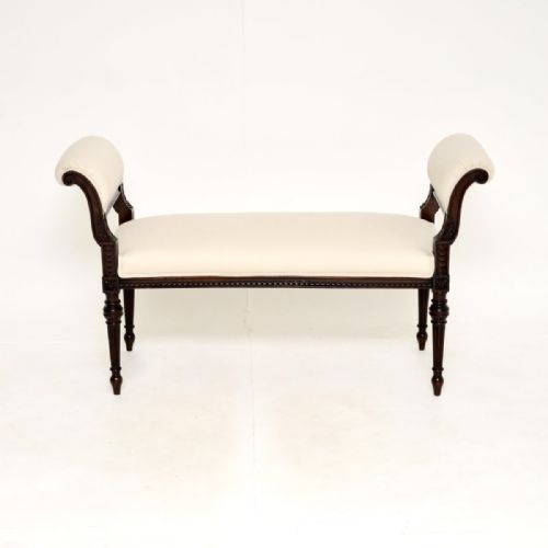 fig 1. Antique Victorian Carved Mahogany Bench by Waring and Gillows