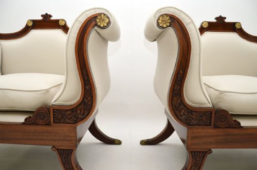 PAIR OF LARGE ANTIQUE REGENCY STYLE MAHOGANY ARMCHAIRS - ADDITIONAL PHOTO 5