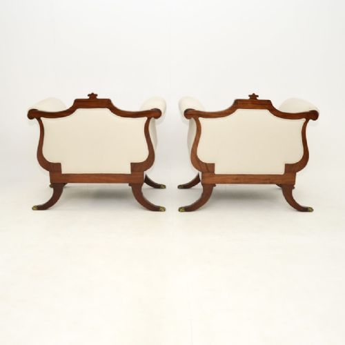 PAIR OF LARGE ANTIQUE REGENCY STYLE MAHOGANY ARMCHAIRS - ADDITIONAL PHOTO 9