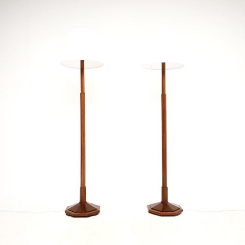 PAIR OF ART DECO WALNUT FLOOR LAMPS