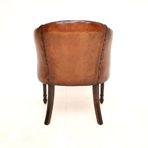 ANTIQUE LEATHER AND MAHOGANY ARMCHAIR DESK CHAIR - ADDITIONAL PHOTO 9