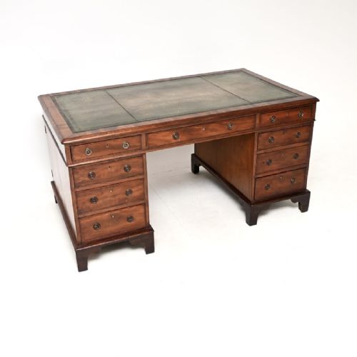 Antique Georgian Period Mahogany Leather Top Partners Desk