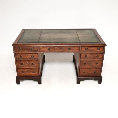 fig 1. Antique Georgian Period Mahogany Leather Top Partners Desk