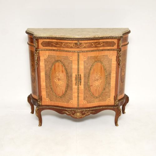 ANTIQUE FRENCH INLAID MARQUETRY MARBLE TOP CABINET - ADDITIONAL PHOTO 1