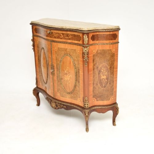 ANTIQUE FRENCH INLAID MARQUETRY MARBLE TOP CABINET - ADDITIONAL PHOTO 3