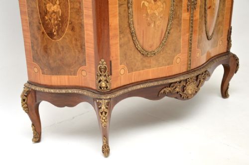 ANTIQUE FRENCH INLAID MARQUETRY MARBLE TOP CABINET - ADDITIONAL PHOTO 5