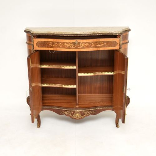 ANTIQUE FRENCH INLAID MARQUETRY MARBLE TOP CABINET - ADDITIONAL PHOTO 6