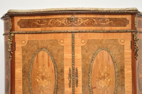 ANTIQUE FRENCH INLAID MARQUETRY MARBLE TOP CABINET - ADDITIONAL PHOTO 7