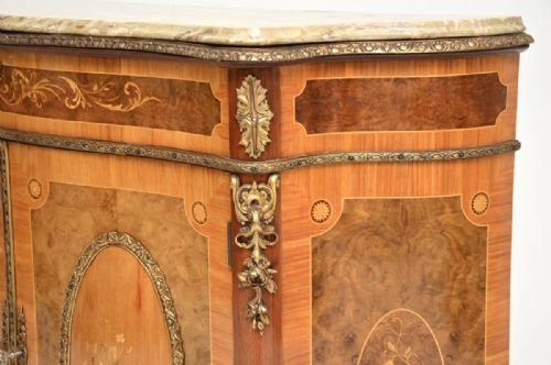 ANTIQUE FRENCH INLAID MARQUETRY MARBLE TOP CABINET - ADDITIONAL PHOTO 9