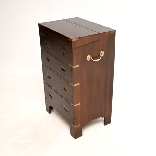 ANTIQUE MAHOGANY MILITARY CAMPAIGN STYLE BUREAU CHEST OF DRAWERS - ADDITIONAL PHOTO 5