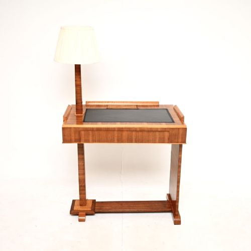 ART DECO WALNUT AND SYCAMORE DESK WITH INTEGRATED LAMP - ADDITIONAL PHOTO 1