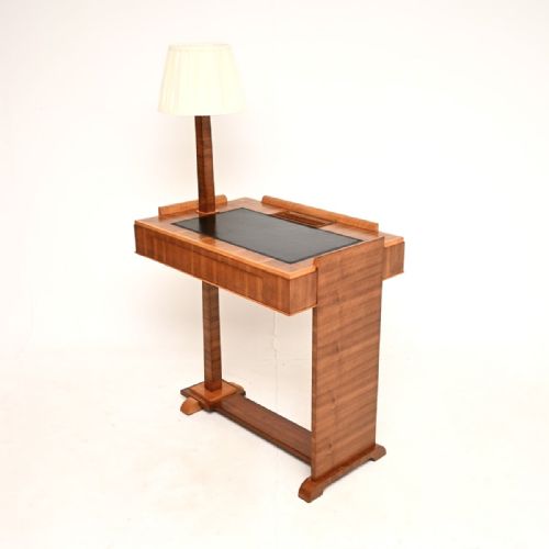 ART DECO WALNUT AND SYCAMORE DESK WITH INTEGRATED LAMP - ADDITIONAL PHOTO 2