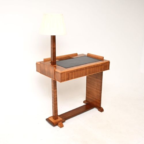 ART DECO WALNUT AND SYCAMORE DESK WITH INTEGRATED LAMP - ADDITIONAL PHOTO 5