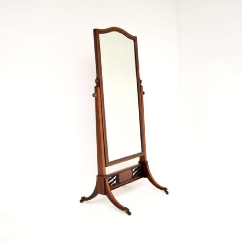 fig 1. Antique Edwardian Inlaid Mahogany Cheval Mirror