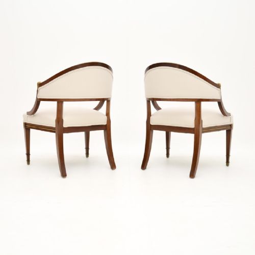 PAIR OF ANTIQUE SWEDISH NEOCLASSICAL MAHOGANY ARMCHAIRS - ADDITIONAL PHOTO 3