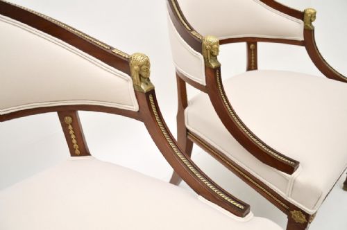 PAIR OF ANTIQUE SWEDISH NEOCLASSICAL MAHOGANY ARMCHAIRS - ADDITIONAL PHOTO 5