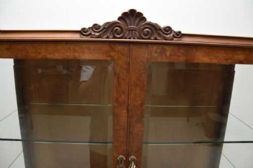 ANTIQUE BURR WALNUT QUEEN ANNE STYLE DISPLAY CABINET - ADDITIONAL PHOTO 7