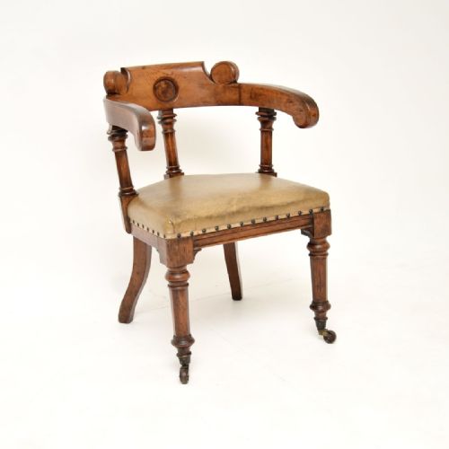 ANTIQUE VICTORIAN GOTHIC REVIVAL SOLID OAK DESK CHAIR