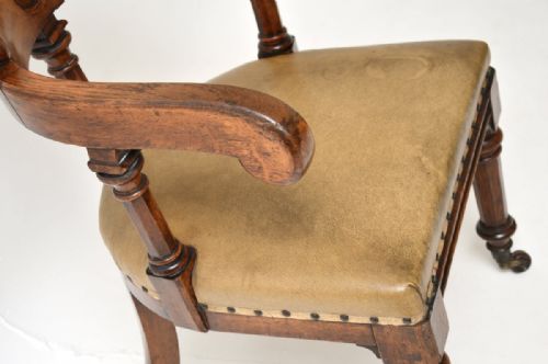 ANTIQUE VICTORIAN GOTHIC REVIVAL SOLID OAK DESK CHAIR - ADDITIONAL PHOTO 2
