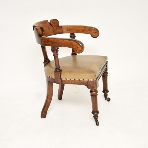 ANTIQUE VICTORIAN GOTHIC REVIVAL SOLID OAK DESK CHAIR - ADDITIONAL PHOTO 3