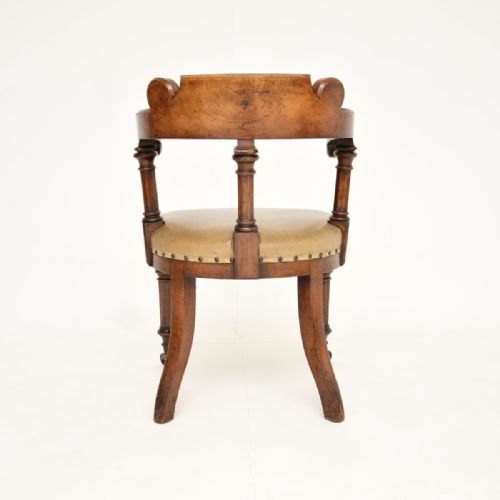 ANTIQUE VICTORIAN GOTHIC REVIVAL SOLID OAK DESK CHAIR - ADDITIONAL PHOTO 4