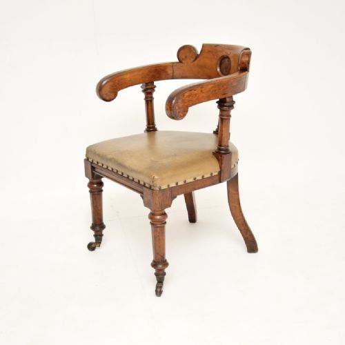 ANTIQUE VICTORIAN GOTHIC REVIVAL SOLID OAK DESK CHAIR - ADDITIONAL PHOTO 5