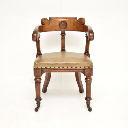 ANTIQUE VICTORIAN GOTHIC REVIVAL SOLID OAK DESK CHAIR - ADDITIONAL PHOTO 6