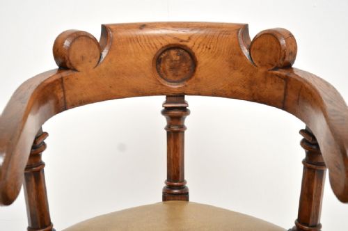 ANTIQUE VICTORIAN GOTHIC REVIVAL SOLID OAK DESK CHAIR - ADDITIONAL PHOTO 7
