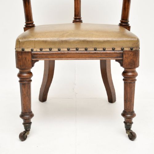 ANTIQUE VICTORIAN GOTHIC REVIVAL SOLID OAK DESK CHAIR - ADDITIONAL PHOTO 8