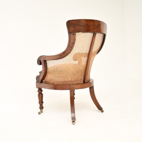 ANTIQUE WILLIAM IV PERIOD MAHOGANY AND LEATHER CANED ARMCHAIR - ADDITIONAL PHOTO 1
