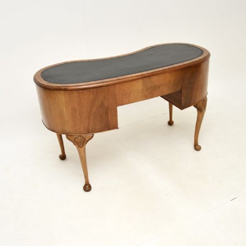 fig 1. Antique Burr Walnut Leather Top Kidney Shaped Desk