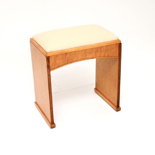 ART DECO BIRDS EYE MAPLE AND LEATHER STOOL