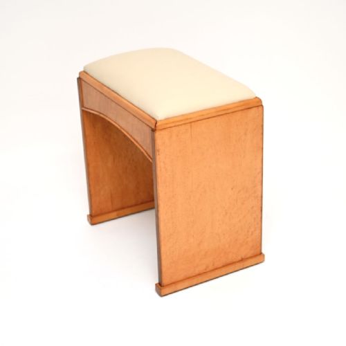 ART DECO BIRDS EYE MAPLE AND LEATHER STOOL - ADDITIONAL PHOTO 1