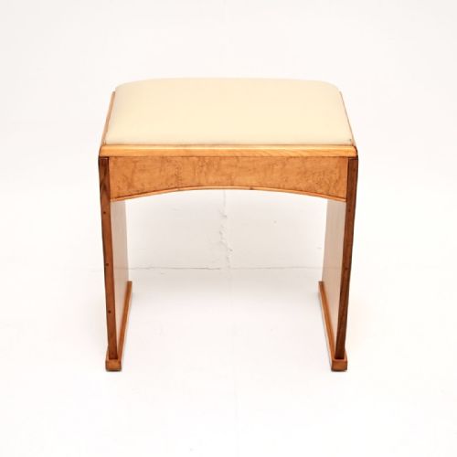 ART DECO BIRDS EYE MAPLE AND LEATHER STOOL - ADDITIONAL PHOTO 2