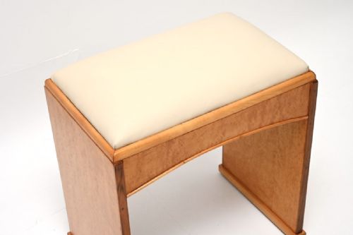 ART DECO BIRDS EYE MAPLE AND LEATHER STOOL - ADDITIONAL PHOTO 4